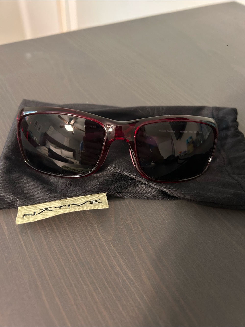 Women’s Polarized Sunglasses - Dark Red Frame, Black Lenses